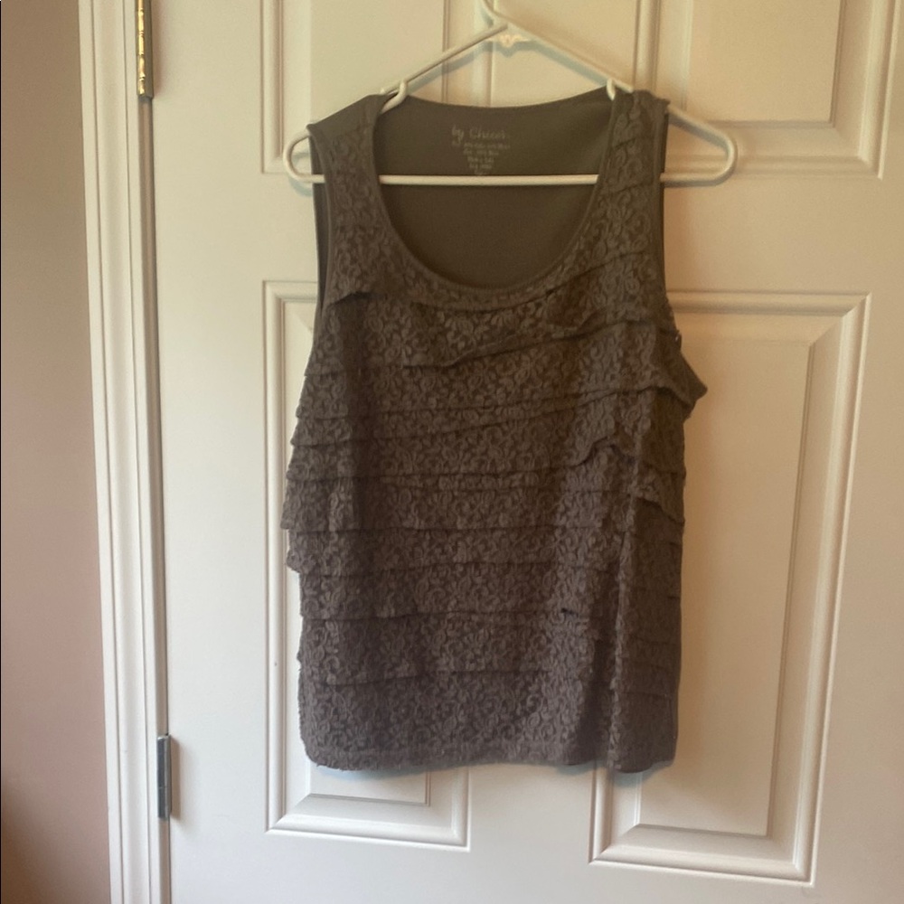 Chico's Brown Ruffled Sleeveless Tank Top